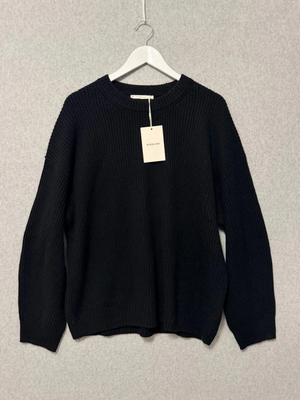 Everlane Cocoon Crew Sweater in Wool Cashmere NWT Size XL Black Cozy Minimalist